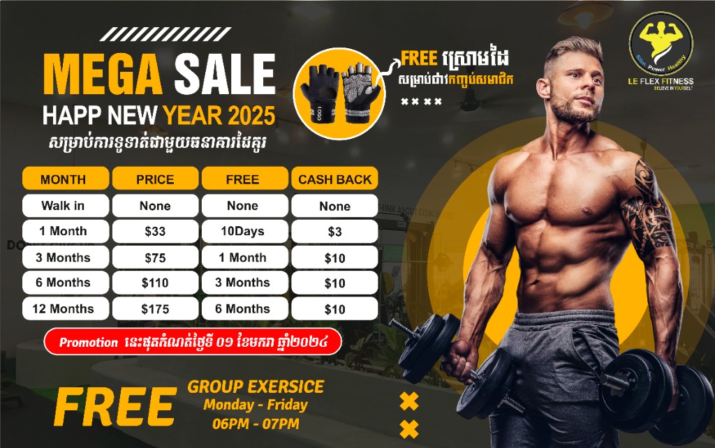 Mega Sale Happy New Year Gym Poster